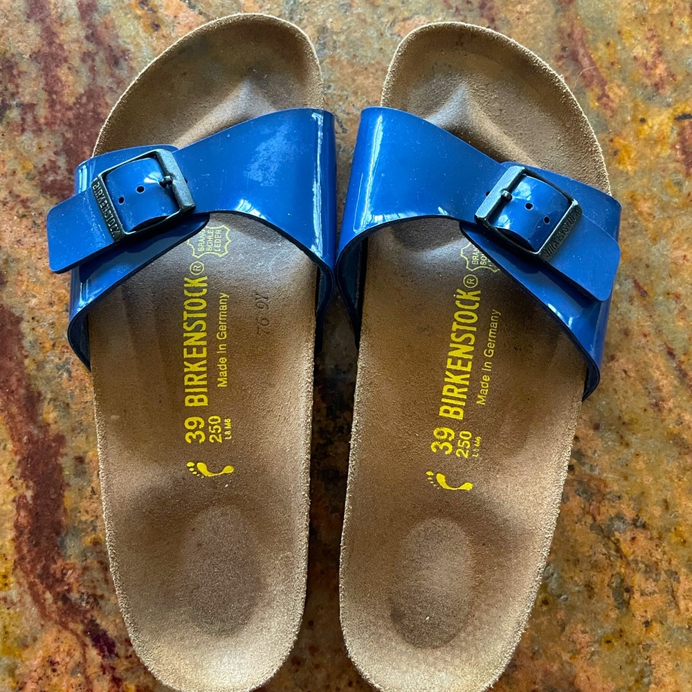 Birkenstock sandals size 39. Royal blue color. Barely worn.